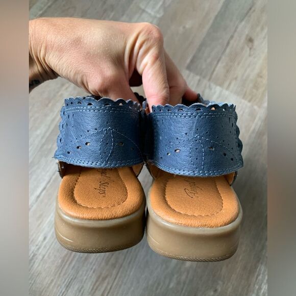 VTG Beacon Euro Flex Huaraches Sandals Leather Blue Mary Jane Size 6 6.5 - Picture 14 of 16